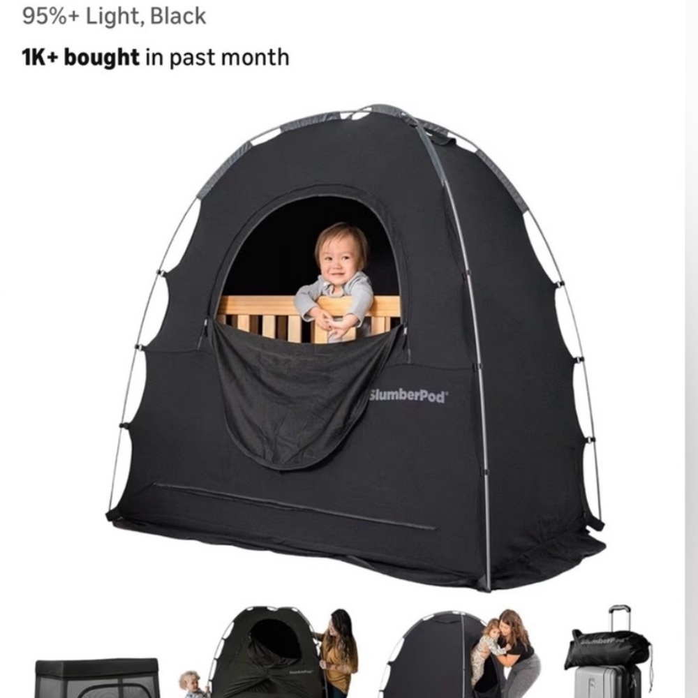 SlumberPod Black Privacy Sleep Pod for Cribs - Black